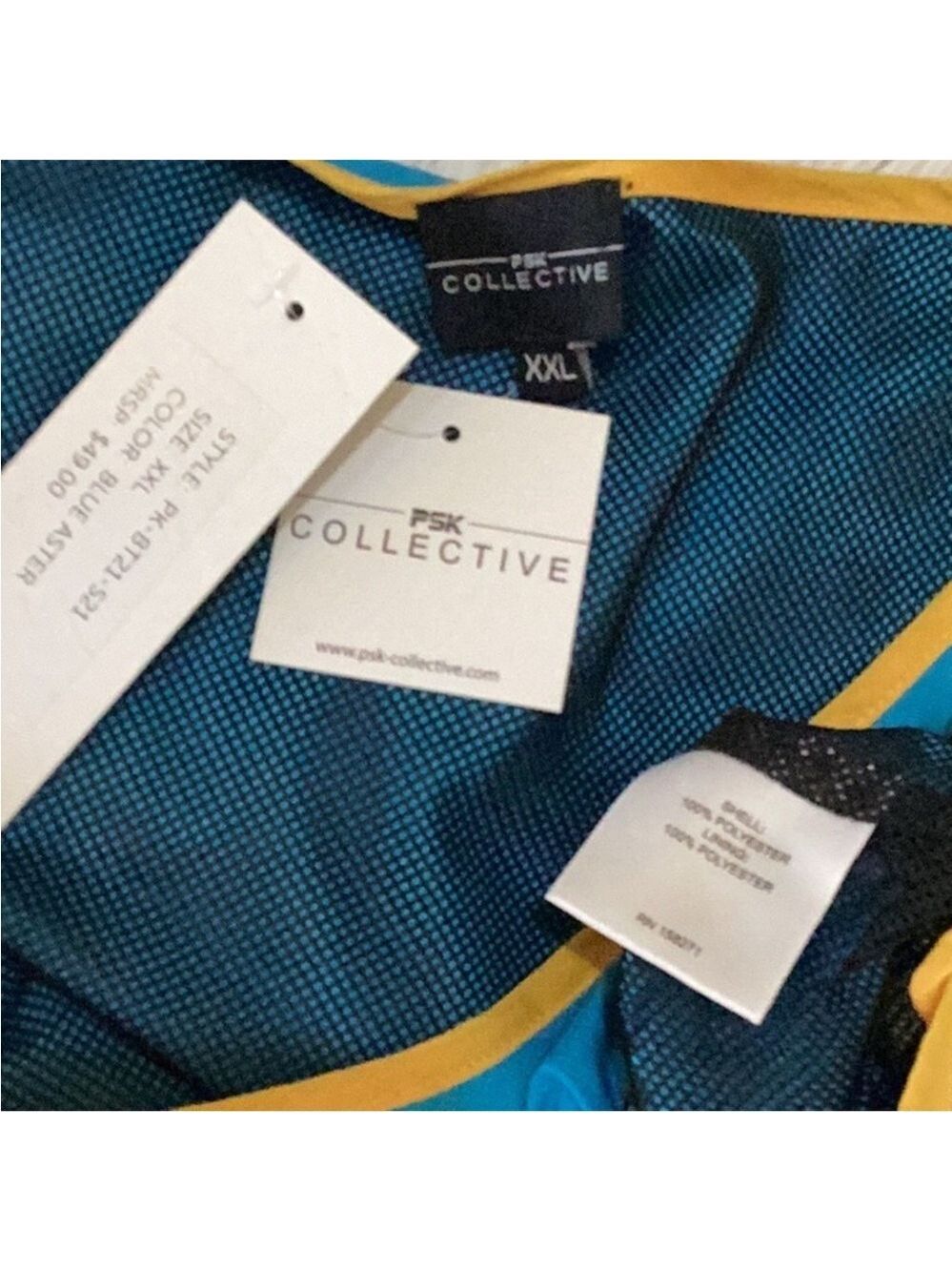 PSK Collective Blue Gold Colorblock Scoopneck Bra Top Drawstring Hem XXL NWT - Picture 7 of 14